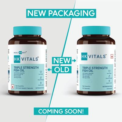 HealthKart HK Vitals Triple Strength Fish Oil Capsule 60's - Omega Fish Oil Fatty Acids