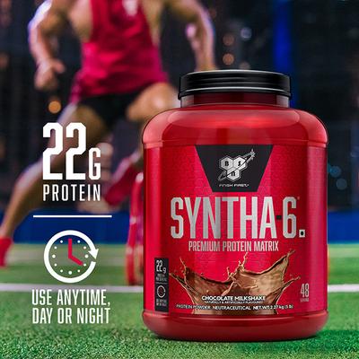 BSN Syntha-6 Premium Protein Matrix Powder - Chocolate Flavour Milkshake 5 lb - Workout Essentials