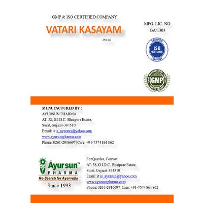 Ayursun Vatari Kasayam 250 ml - Health Products