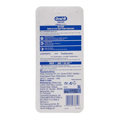 Oral-B CrissCross Anti-Plaque Toothbrush - Medium (Buy 2 Get 2 Free) - Toothbrushes