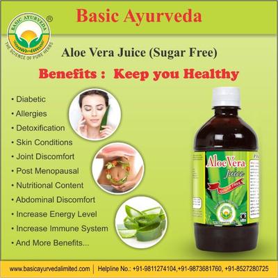 Basic Ayurveda Aloe Vera Juice (Sugar Free) 500 ml - Ayurvedic Juices