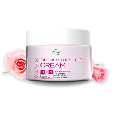 CGG Cosmetics Rose Water 24h Moisture Lock Cream 3 in 1 Hydration - Normal to Oily Skin 150 gm - Bb & Cc Creams