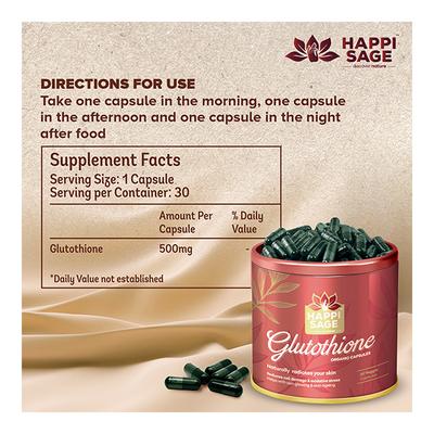 Happi Sage Glutathione Organic Veg Capsule 30's - Herbal Dietary Supplement