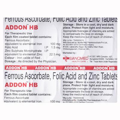 ADDON HB Tablet 10's - Iron Supplement/Anaemia-Vma