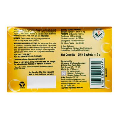 Himalaya Gasex Instant Relief Jaljeera Fizz Sachet - Pack of 5 x 25 gm - Acidity & Gas Relief