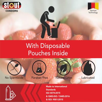 Stout Intense Dots Condoms - Strawberry (Pack of 5 x 10's) 1's - Plain/Flavoured Condoms