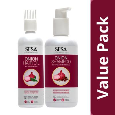 Sesa Onion Hair Growth Kit (Sesa Onion Oil 200 ml + Sesa Onion Shampoo 300 ml) - Personal Care (Ayush)