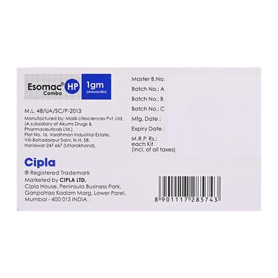 ESOMAC HP 1GM Combi Kit 6's - H.Pylori Infection