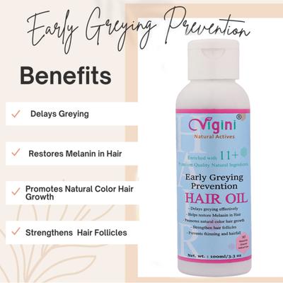 Vigini Natural Actives Hair Growth Vitalizer Oil 100 ml + Early Greying Prevention Hair Oil 100 ml - Hair Serums