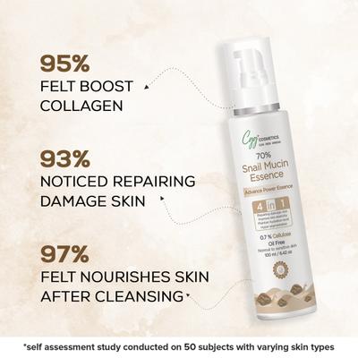 CGG Cosmetics 70% Snail Mucin Essence- 0.7 % Cellulose, Oil Free- All Skin Types 100 ml - Essential Oils