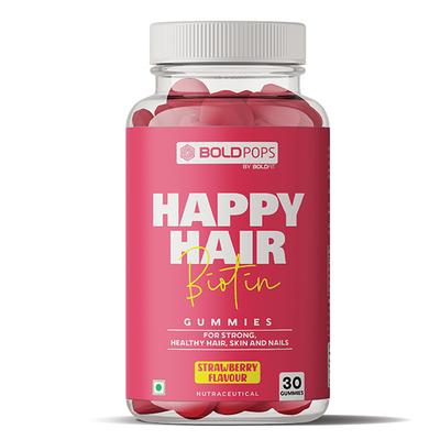 Boldpops Happy Hair Biotin Gummies - Strawberry Flavour 30's - Hair & Skin