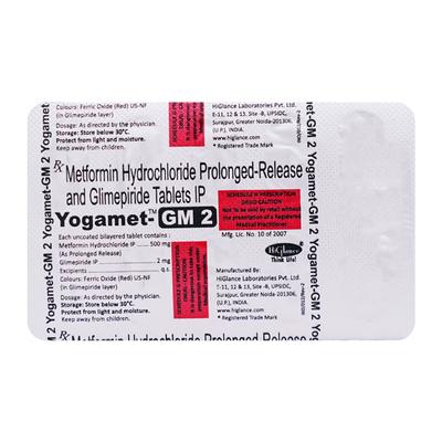 YOGAMET GM 2mg Tablet 10's - Diabetes-Ant