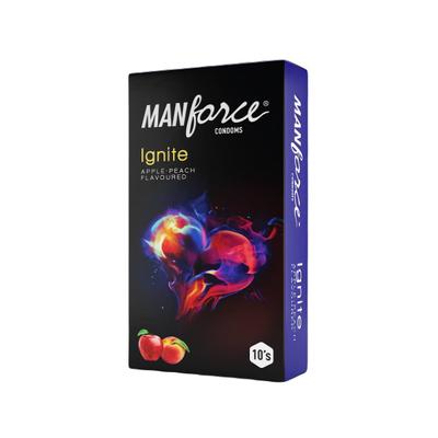 Manforce Ignite Condoms - Apple Peach Flavoured 10's - Plain/Flavoured Condoms