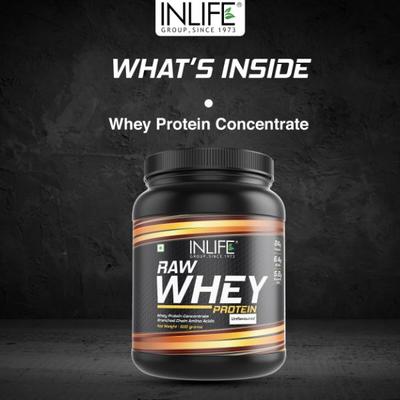 INLIFE Raw Whey Protein Powder - Unflavoured 500 gm - Whey Proteins