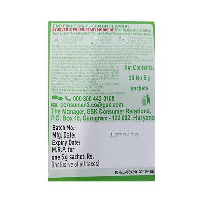 Eno Fruit Salt Powder - Lemon Flavour (Pack of 30 x 5 gm) - Acidity