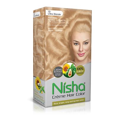 Nisha Creme Hair Color - 10 Ultra Blonde 60 gm - Crème