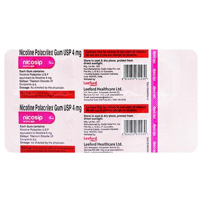 NICOSIP 4 MG SUGAR FREE MINT FLAVOUR Gum 10's - Smoking cessation