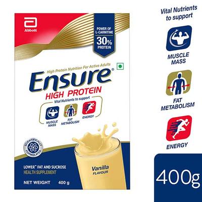 Ensure High Protein Nutrition Powder - Vanilla Flavour 400 gm (Refill Pack) - Daily Health Drinks