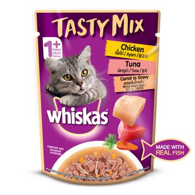 Whiskas Tasty Mix Chicken Meat and Tuna with Carrots in Gravy 70 gm - Petfood