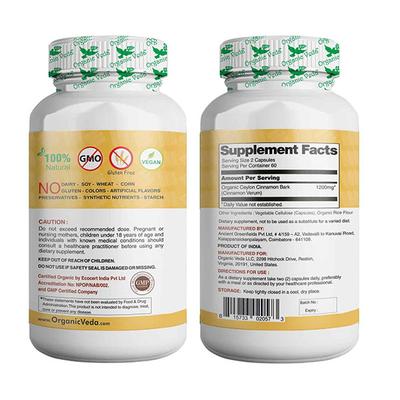 Organic Veda Ceylon Cinnamon Veg Capsule 120's - Pure Herbs