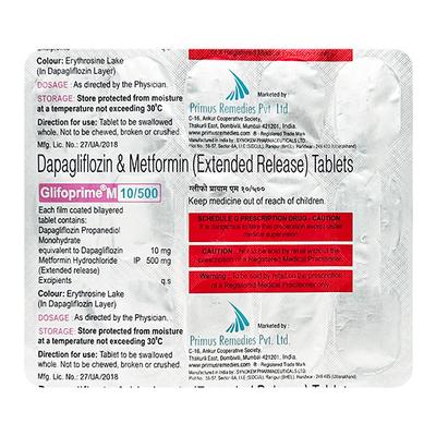 GLIFOPRIME M 10/500 Tablet 15's - Diabetes-Ant