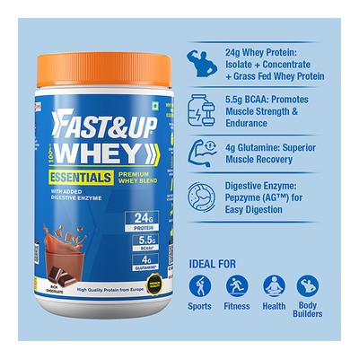 Fast&Up Whey Essentials Premium Whey Blend Powder - Rich Chocolate 480 gm - Whey Proteins