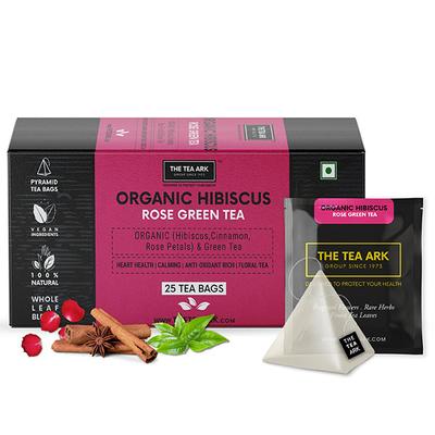 The Tea Ark Organic Tea Bags- Hibiscus Tea, Cinnamon and Rose Petals, with Natural Green Tea 25's - Green/Herbal Teas