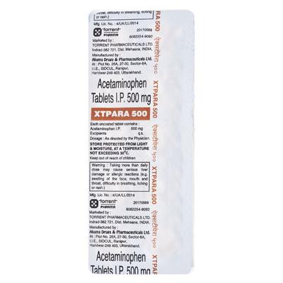 XT PARA 500 Tablet 10's - Pain relief-Ano