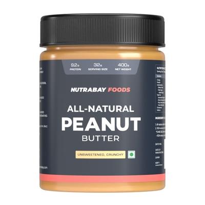 Nutrabay Foods All Natural Peanut Butter - Unsweetened, Crunchy 400 gm - Weight Loss