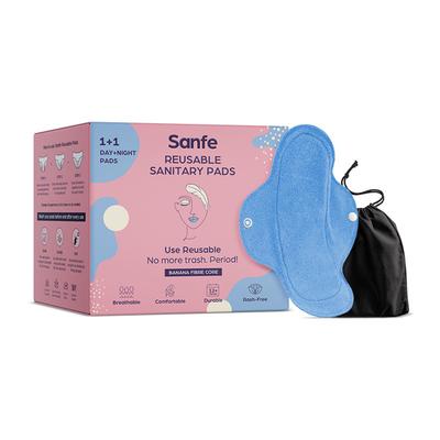 Sanfe Reusable Sanitary Pads (1 Day Pad + 1 Night Pad) - Sanitary Napkins