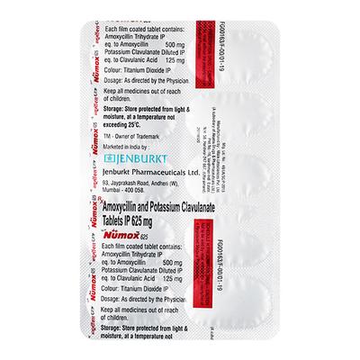 NUMOX 625mg Tablet 10's - Bacterial Infections-Pen