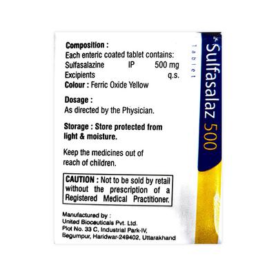 SULFASALAZ 500 Tablet 15's - Ulcerative Colitis/Bowel Inflammatory Disease-GIT