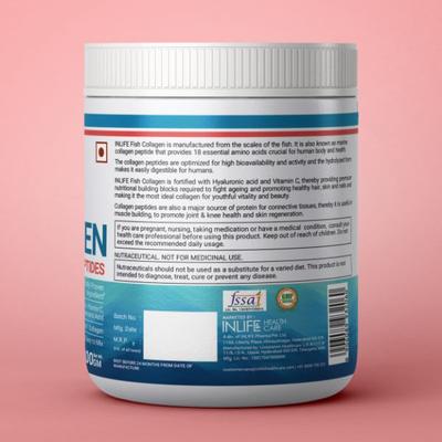 Inlife Hydrolyzed Fish Collagen Powder - Strawberry Lemon 200 g - Hair & Skin