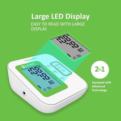 Carent 2 in 1 Fully Automatic Blood + Pulse Pressure Monitor Device (BP07) - White and Green 1's - Health Monitors And Equipment