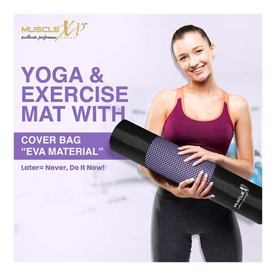 MuscleXP Designer Yoga Mat with Cover Bag - Purple 1's - Workout Essentials