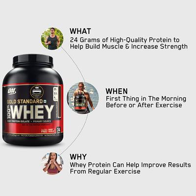 Optimum Nutrition (ON) 100% Whey Gold Standard Powder - Delicious Strawberry 5 lb - Whey Proteins