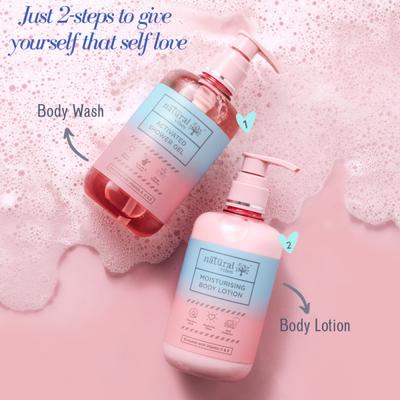 Natural Vibes Activated Shower Gel + Natural Vibes Moisturising Body Lotion 600 ml - Bath Kits & Sets