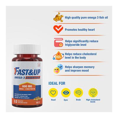 Fast&Up Omega-3 Essentials Softgel 60's - Omega Fish Oil Fatty Acids