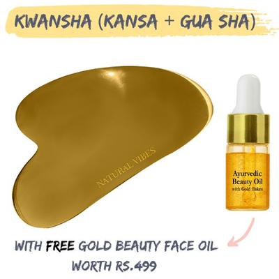 Natural Vibes Kwansha (Kansa + Gua Sha) Face Massager + Free Gold Ayurvedic Beauty Oil - Perfumes (Edt/Edp)