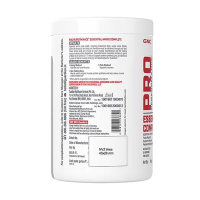 GNC Pro Performance Essential Amino Complete Powder - Blue Raspberry 450 gm - Amino Acids