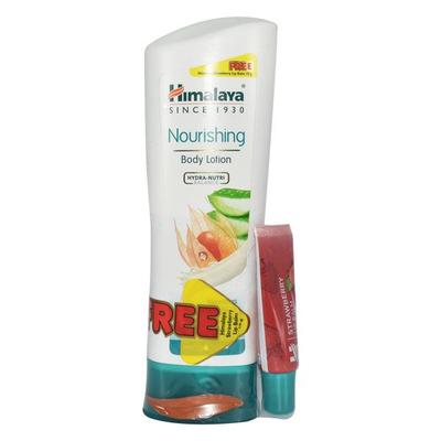 Himalaya Nourishing Body Lotion 200 ml + Free Himalaya Strawberry Lip Balm 10 gm - Face Washes