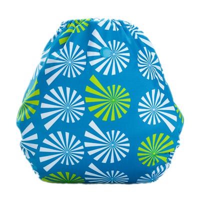 Bumberry Reusable Diaper Cover with 1 Wet Free Insert - White Flowers on Blue - Diapers & Wipes
