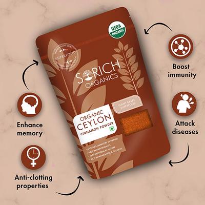 Sorich Organics Ceylon Cinnamon Powder 200 gm - Herbal Dietary Supplement