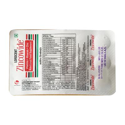 LORDCENT ZINCOWIDE Tablet 15's - Supplements-Vam