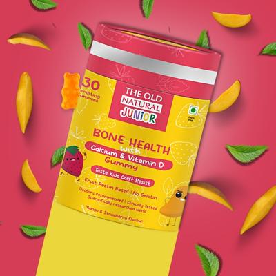 The Old Natural Junior Bone Health with Calcium & Vitamin Gummies - Mango & Strawberry 30's - Calcium And Minerals