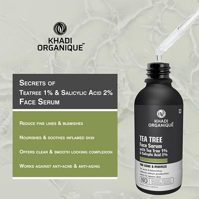 Khadi Organique Face Serum - 1% Tea Tree & 2% Slicylic Acid 30 ml - Personal Care (Ayush)