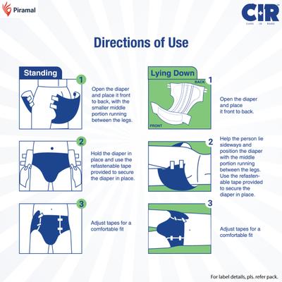 CIR Premium Adult Diapers - Tape (L) 10's - Adult Diapers & Pads