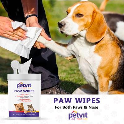 Petvit Nose and Paw Wipes (Pack of 2 x 50s) 1's - Pet accessories