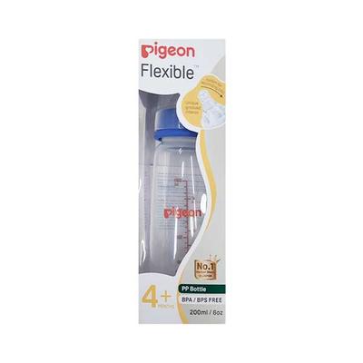 Pigeon Flexible PP Feeding Bottle with Round Base Nipple (M) - Blue 200 ml - Feeding & Nursing
