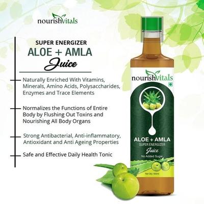 NourishVitals Aloe Vera + Amla Super Energizer Juice 500 ml - Ayurvedic Juices